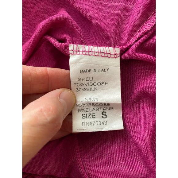 NWT Angela Moda Women's S Hot Pink 100% Silk Halter Maxi Dress Made in Italy - Picture 6 of 9